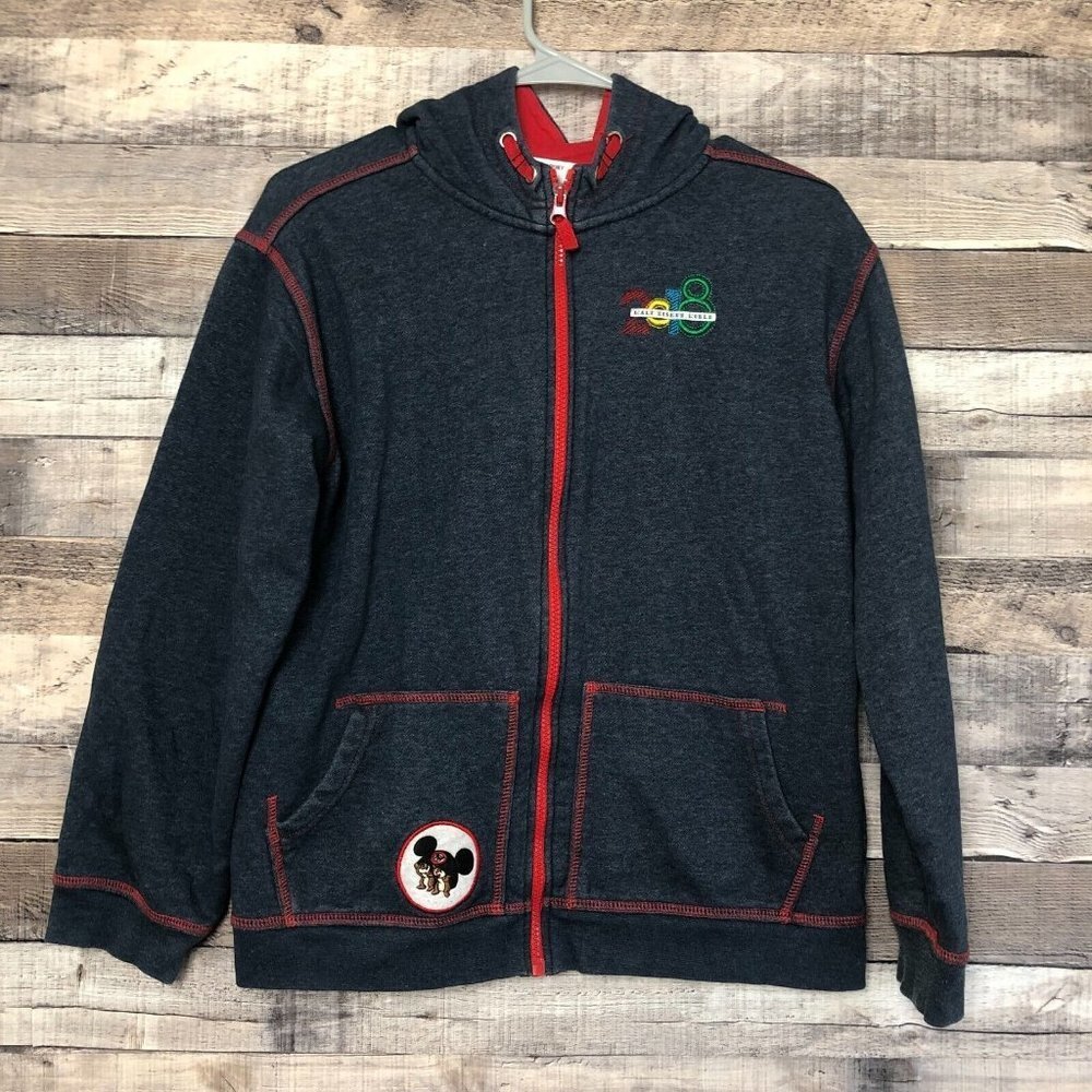 Disney Park Jacket Unisex XL Blue 2018 Embroidered Double Sided Coat Full Zip